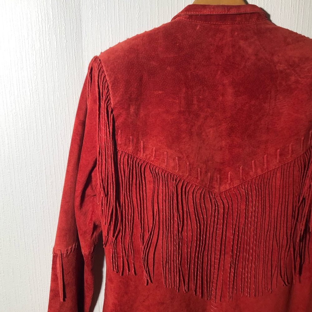 Vintage Scully Red Genuine Suede Fringe Jacket S
